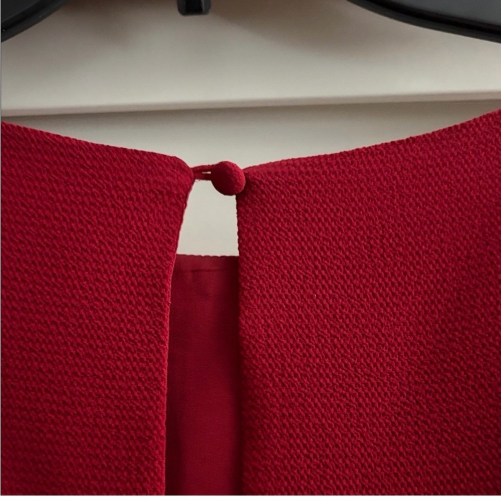 Women's Red Ruffle Sleeve Dress - Picture 4 of 6